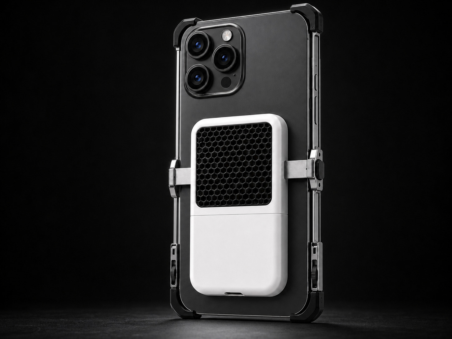 OGAP fitted to a phone with the wireless charging area centred over the battery body.