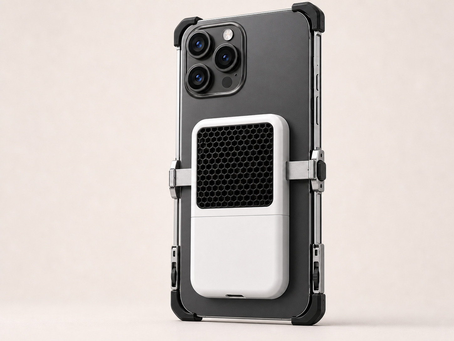OGAP fitted to a phone with the wireless charging area centred over the battery body.
